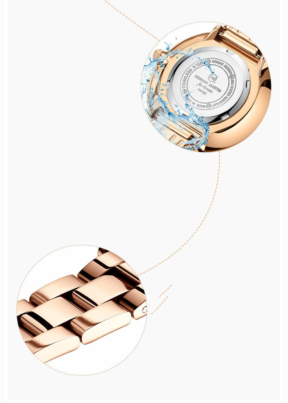 Stainless Steel Chain Double Snap Watch null