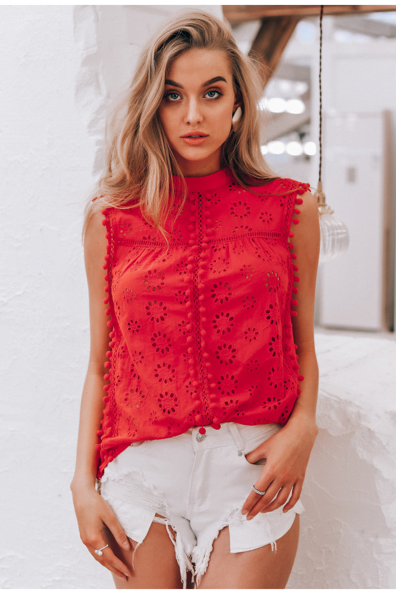 Hollow Sleeveless Casual Top null