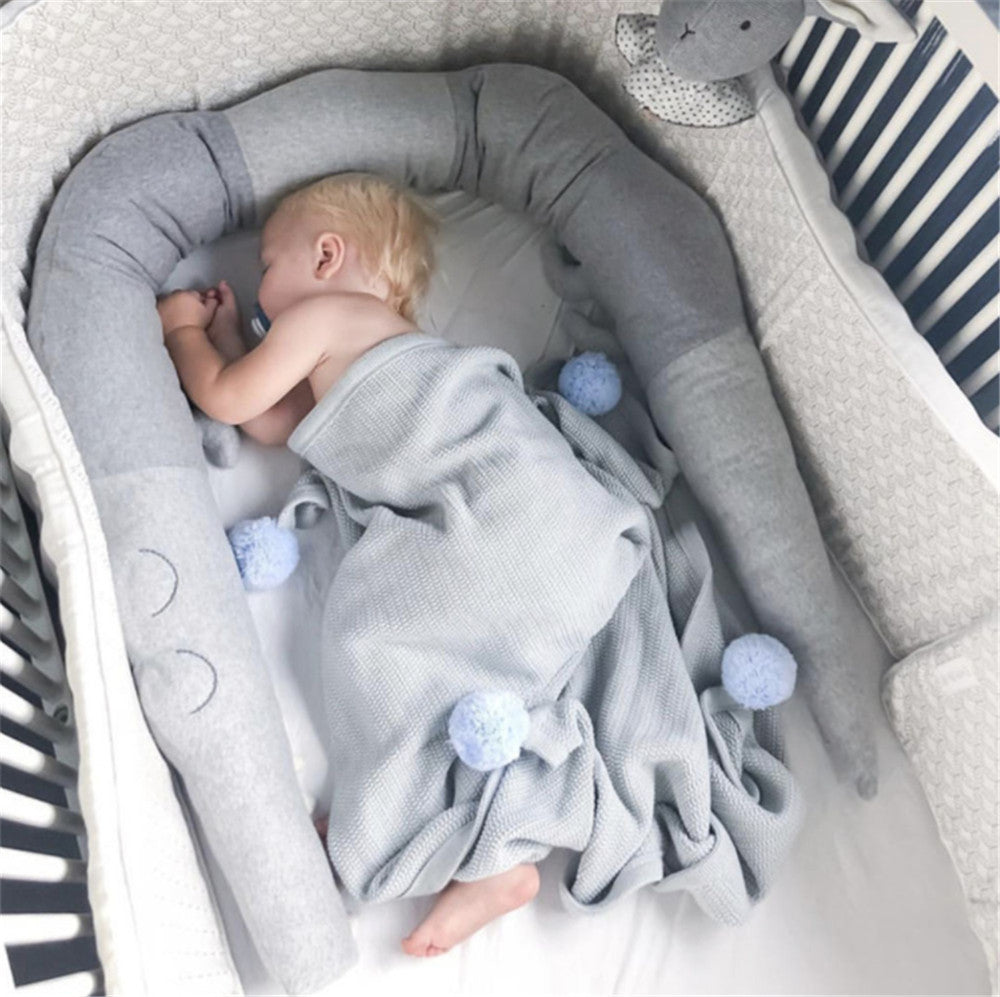 Soft cartoon baby crib bumper pillow