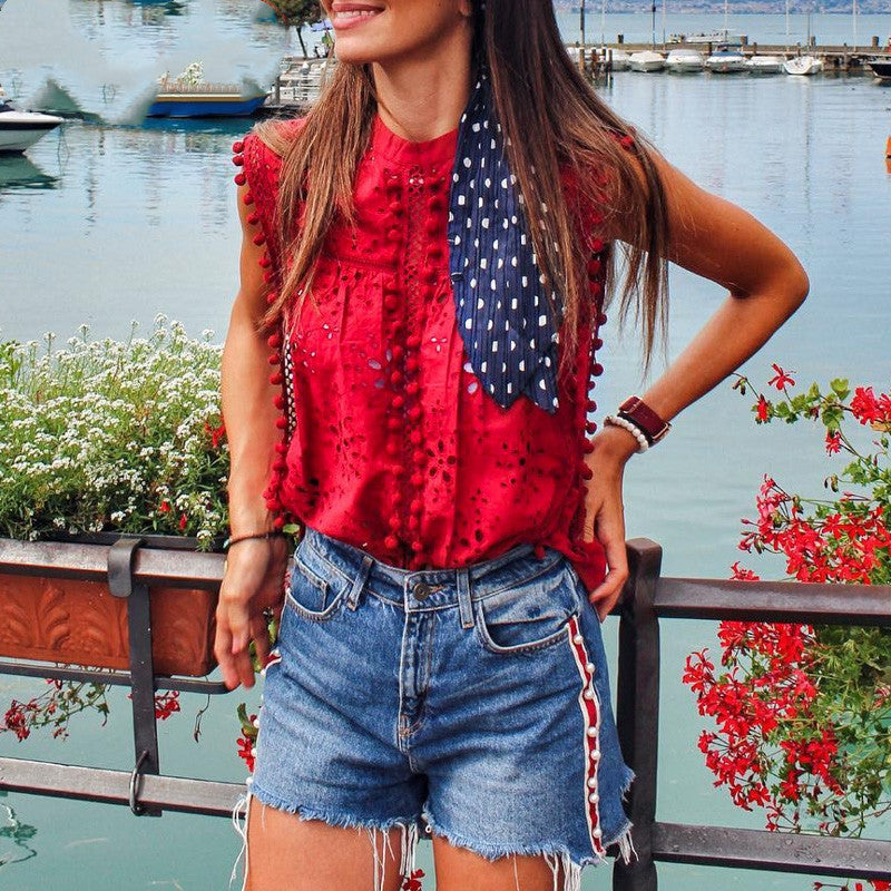 Hollow Sleeveless Casual Top null