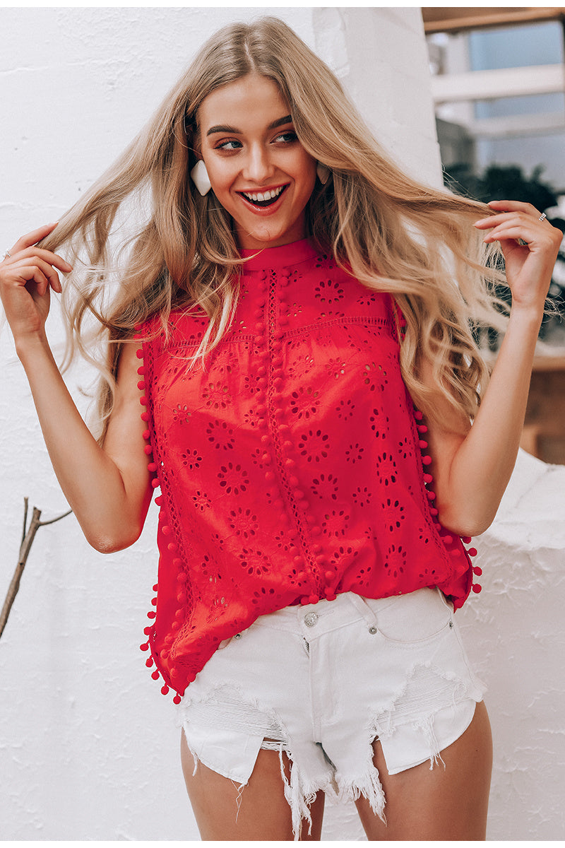 Hollow Sleeveless Casual Top null