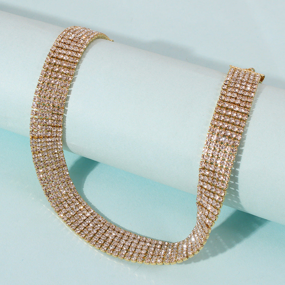Clavicle Chain Full Rhinestone Necklace null