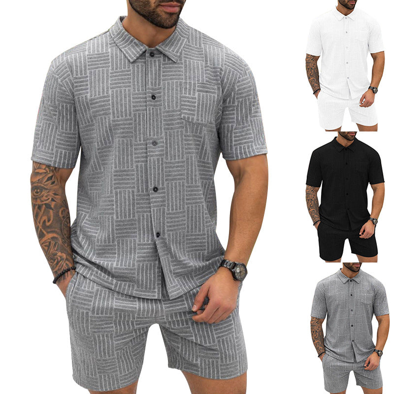 Jacquard Button Shirt Lapel Casual Suit null