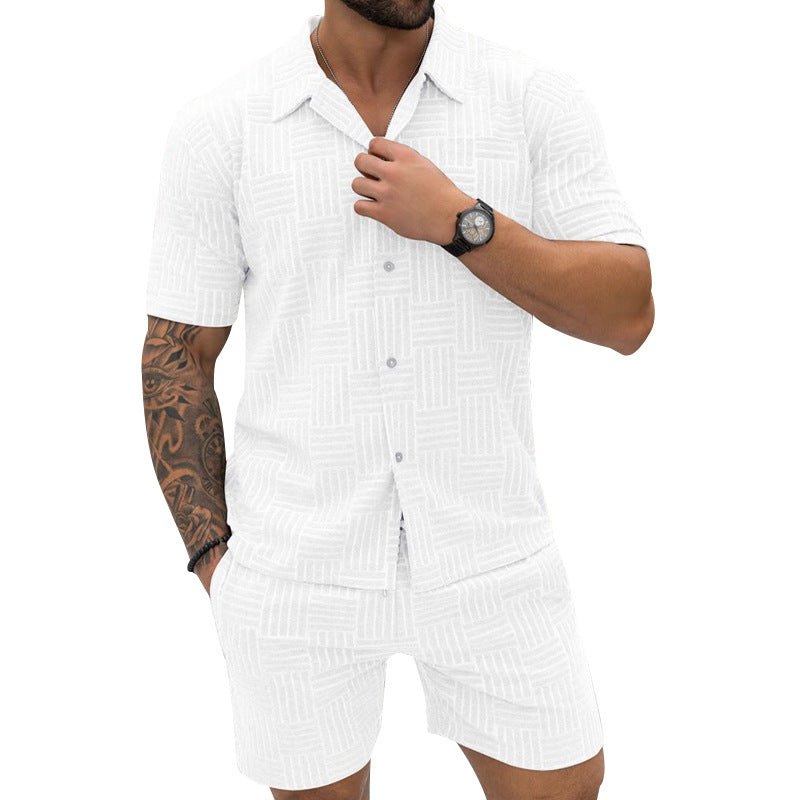 Jacquard Button Shirt Lapel Casual Suit null