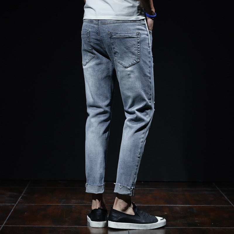 Straight Leg Ripped Jeans null