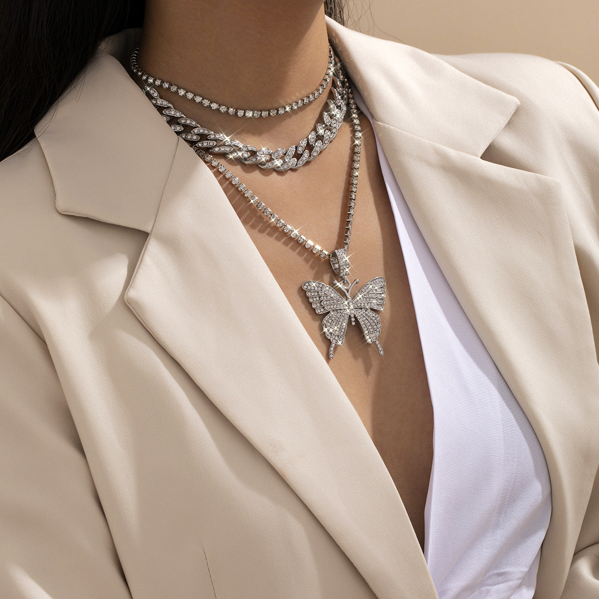 Elegant Full Inlaid Cuban Chain Necklace null