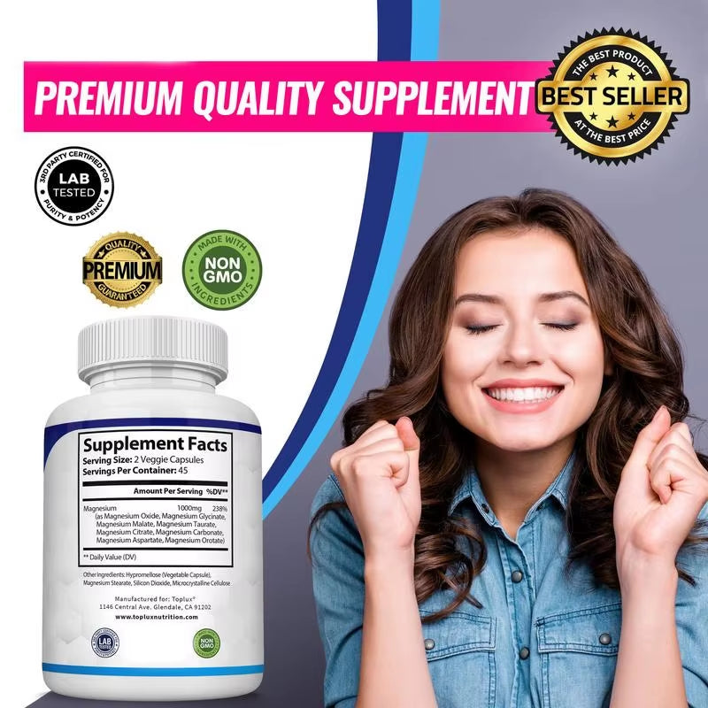 Hot Selling Fitness Edible Magnesium Complex Supplements Cross-Border In-Stock Magnesium Capsules Essential Minerals