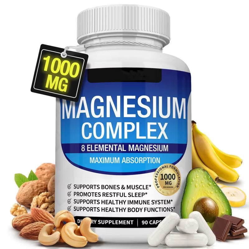 Hot Selling Fitness Edible Magnesium Complex Supplements Cross-Border In-Stock Magnesium Capsules Essential Minerals