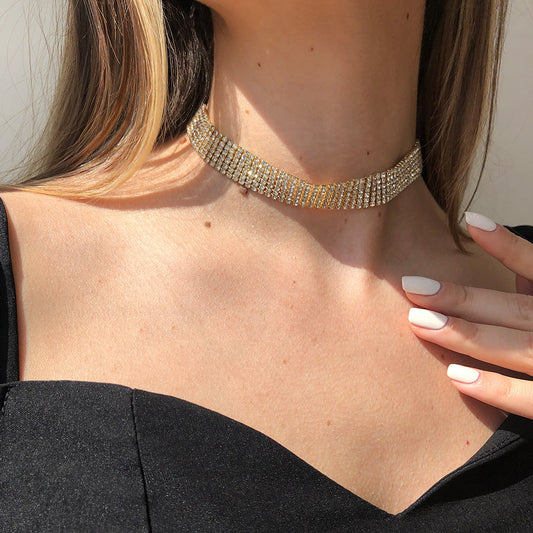 Clavicle Chain Full Rhinestone Necklace null