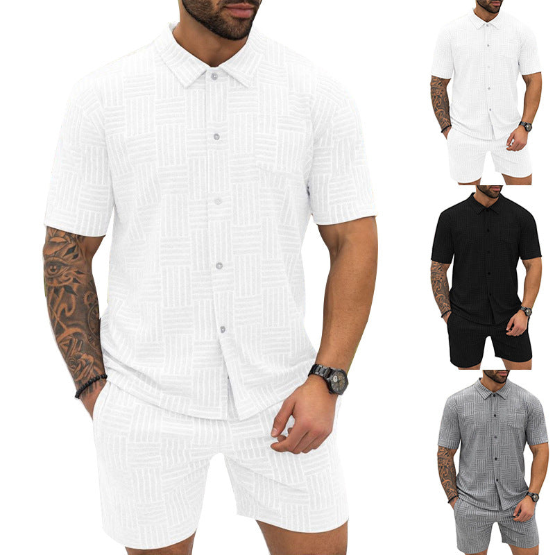 Jacquard Button Shirt Lapel Casual Suit null