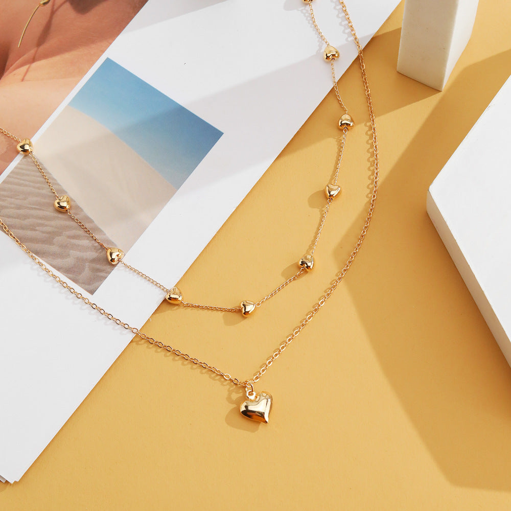 Double-Layer Heart Pendant Necklace null
