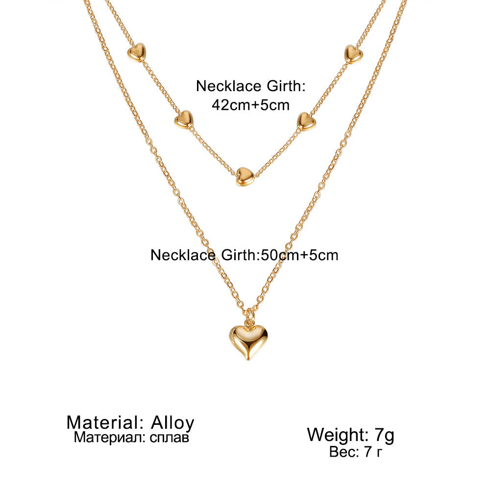 Double-Layer Heart Pendant Necklace null