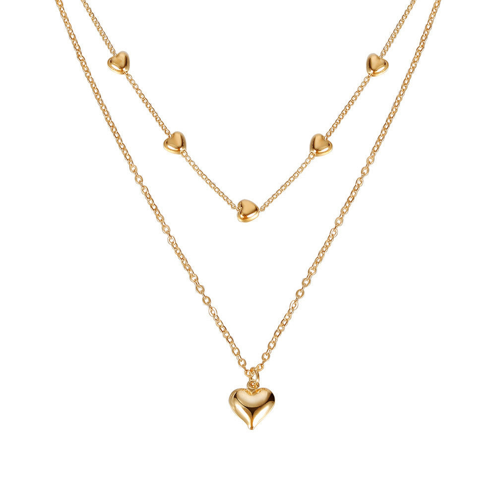 Double-Layer Heart Pendant Necklace null