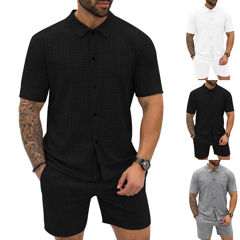 Jacquard Button Shirt Lapel Casual Suit null