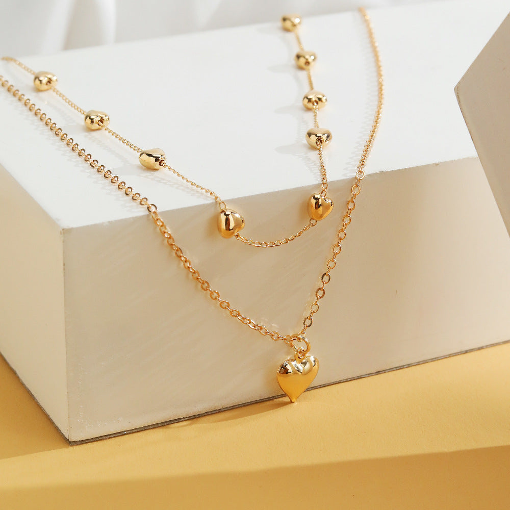 Double-Layer Heart Pendant Necklace null