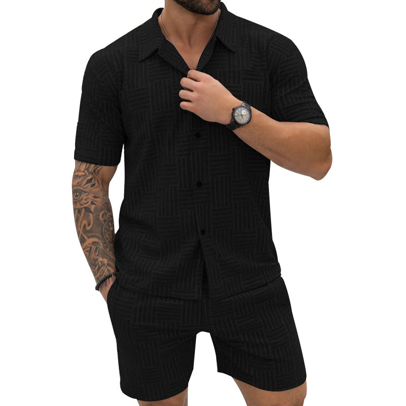 Jacquard Button Shirt Lapel Casual Suit null