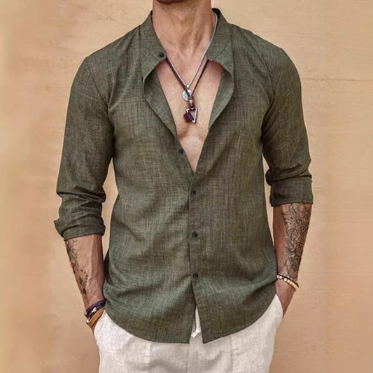 Stand Collar Long Sleeve Shirt null
